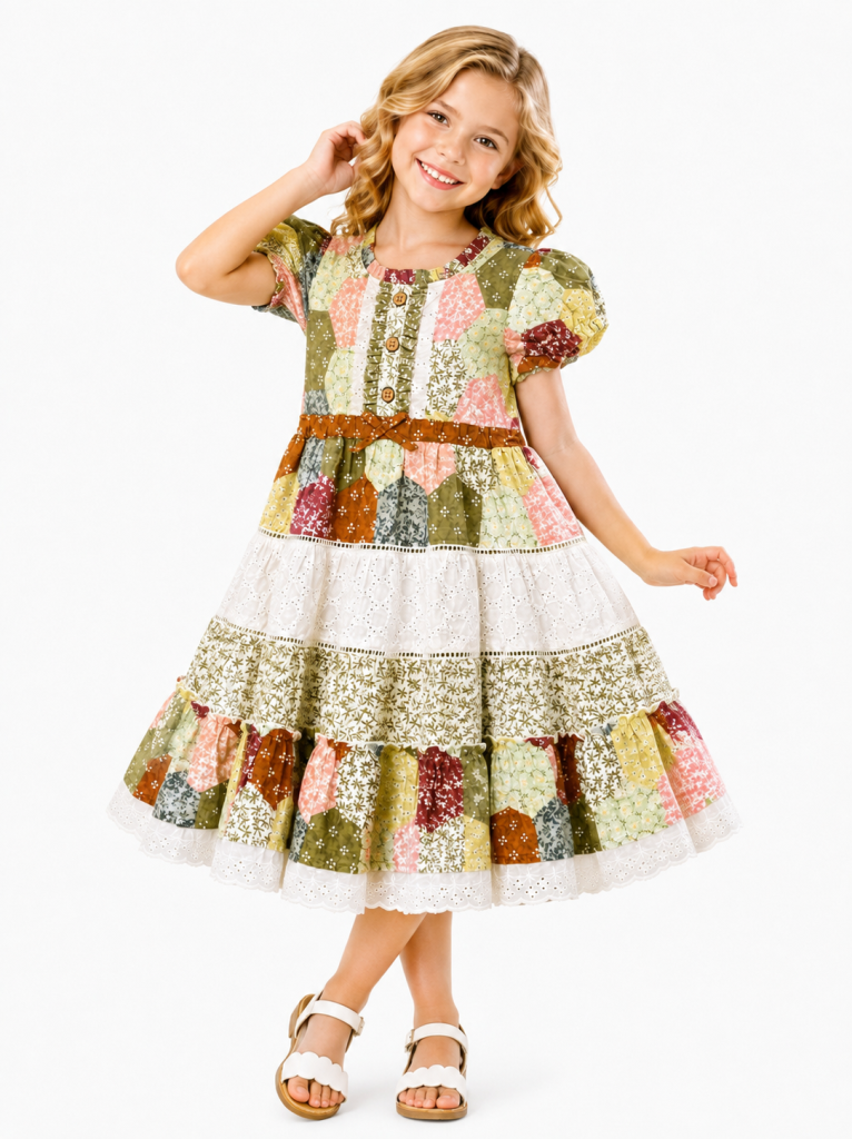 Domino Girl Girls Vintage Patchwork Lace Dress
