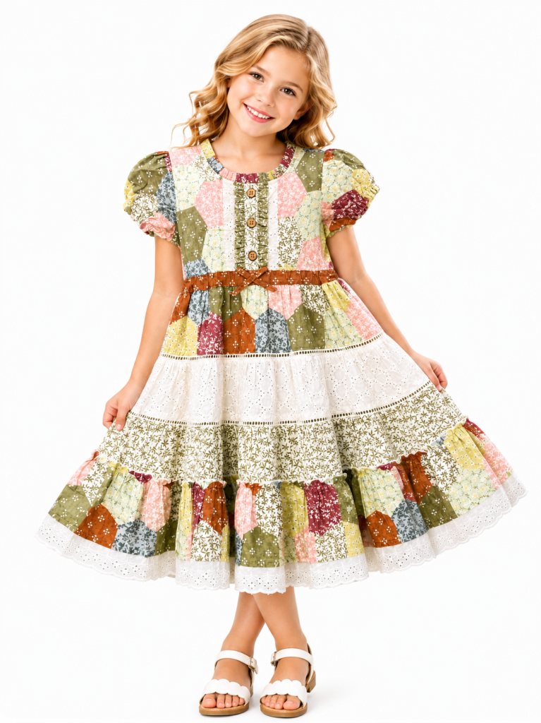 Domino Girl Girls Vintage Patchwork Lace Dress
