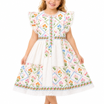 Domino Girl Floral Eyelet Panel Dress