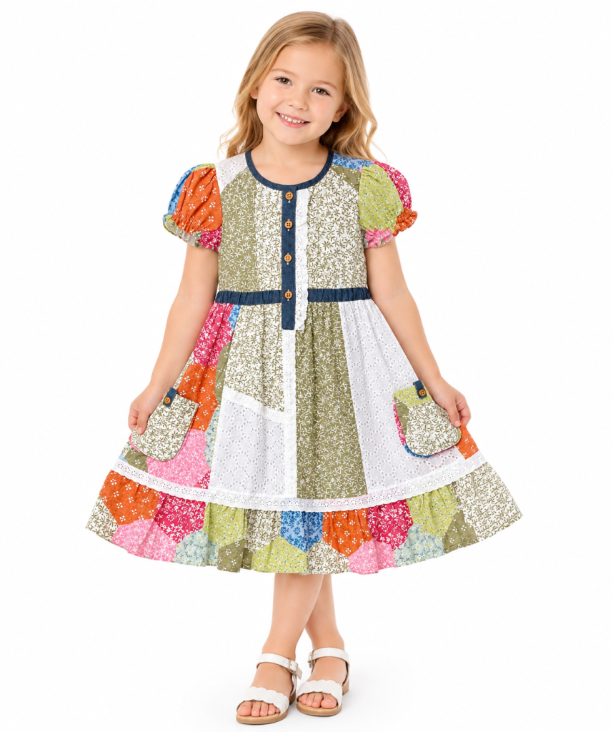 Domino Girl Girls Vintage Patchwork Lace Dress