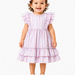 Drama Queen Baby Girls Pastel Stripe Ruffle Dress
