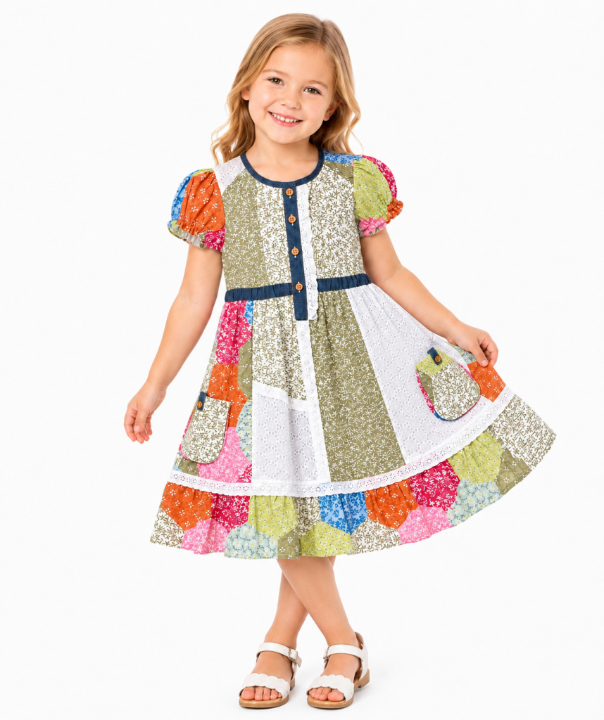 Domino Girl Girls Vintage Patchwork Lace Dress
