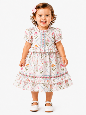 Drama Queen Baby Girls Floral Garden Ruffle Dress