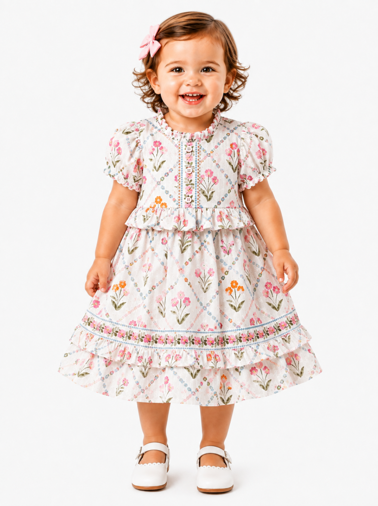 Drama Queen Baby Girls Floral Garden Ruffle Dress