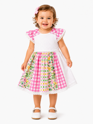 Drama Queen Baby Patchwork Gingham Dress