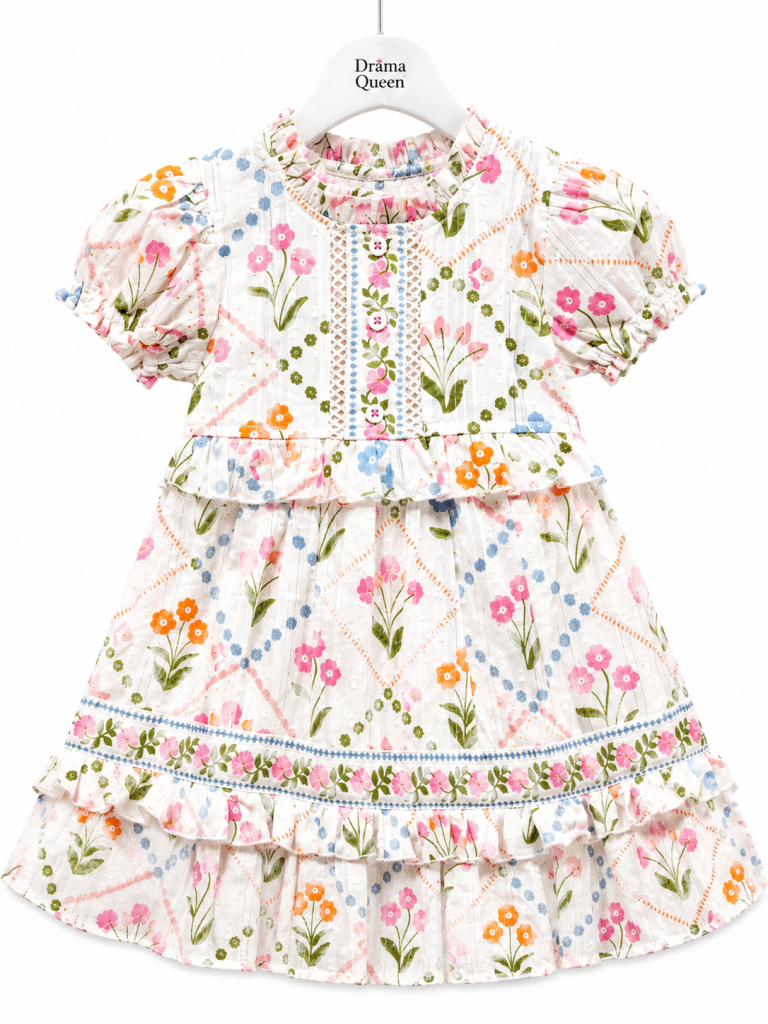 Drama Queen Baby Girls Floral Garden Ruffle Dress