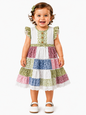 Drama Queen Baby Patchwork Floral Eyelet Dress